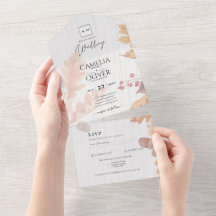 LeahG Terracotta Fall Leaves Wedding Invite