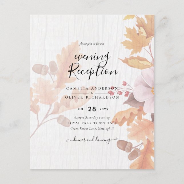 LeahG Terracotta Fall Leaves Wedding Invite Flyer (Front)