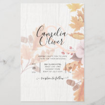LeahG Terracotta Fall Leaves Wedding Invite