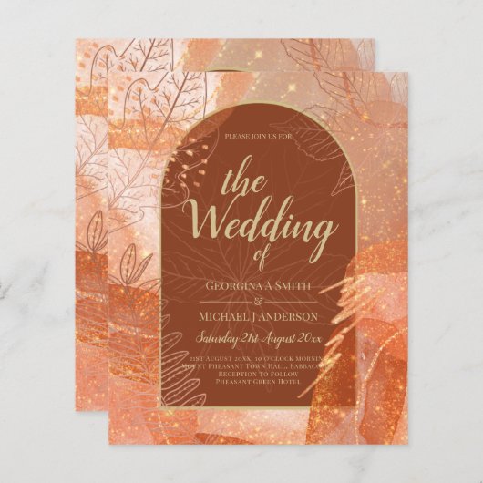 LeahG Terracotta Gold Autumn FALL Wedding Invite (Front/Back)