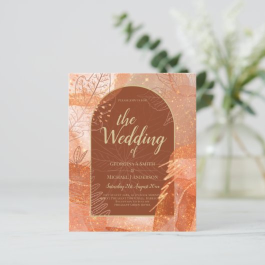 LeahG Terracotta Gold Autumn FALL Wedding Invite (Standing Front)