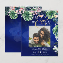 LeahG Tropical Blue Green Pink Floral Wedding
