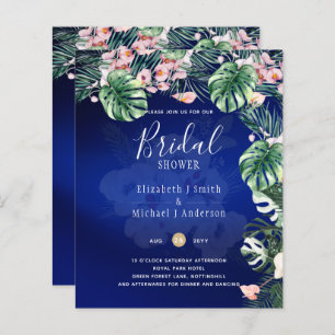 LeahG Tropical Blue Pink Floral BRIDAL SHOWER