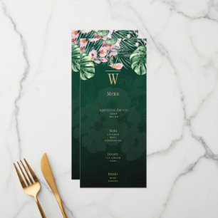 LeahG Tropical Green Pink Botanical Wedding Menu