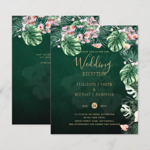 LeahG Tropical Green Pink Floral Leaf Wedding