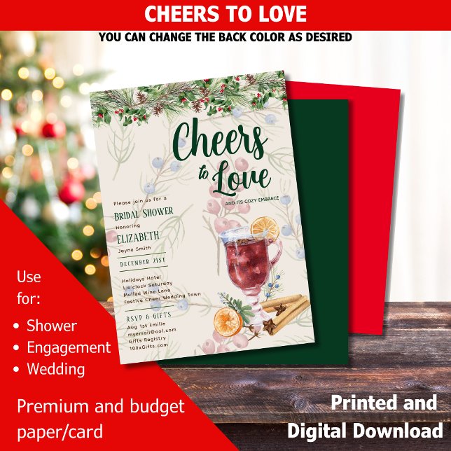 LeahG Winter Mulled Wine Bridal Shower Wedding Invitation (Creator Uploaded)