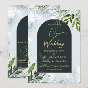LeahG Winter Wedding Aqua Blue Green INVITE