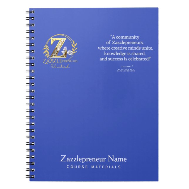 LeahG's Zazzle Business Course Personalized Notebook (Front)