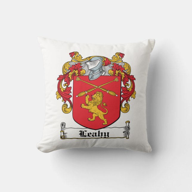 Leahy Family Crest Throw Pillow (Front)