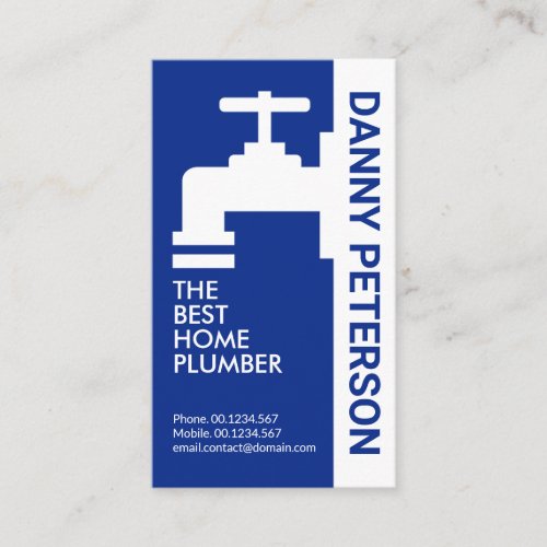 Leaking Blue Waters Faucet Plumbing Contractor Business Card