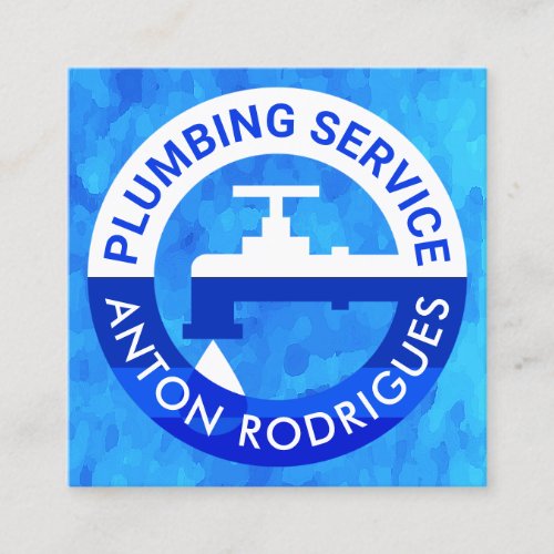 Leaking Faucet Blue Grunge Water Square Business Card