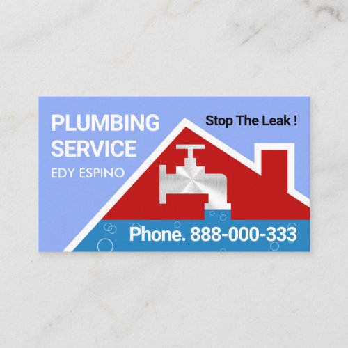 Leaking Faucet Home Roof Plumbing Business Card