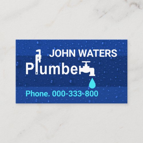 Leaking Faucet In Blue Waterdrops Business Card