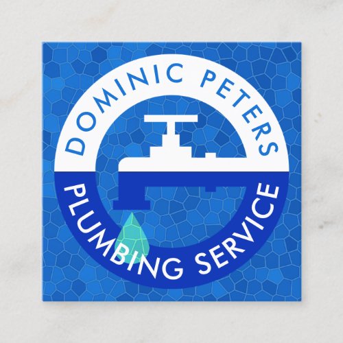 Leaking Faucet In Water Crystals Plumbing Square Business Card