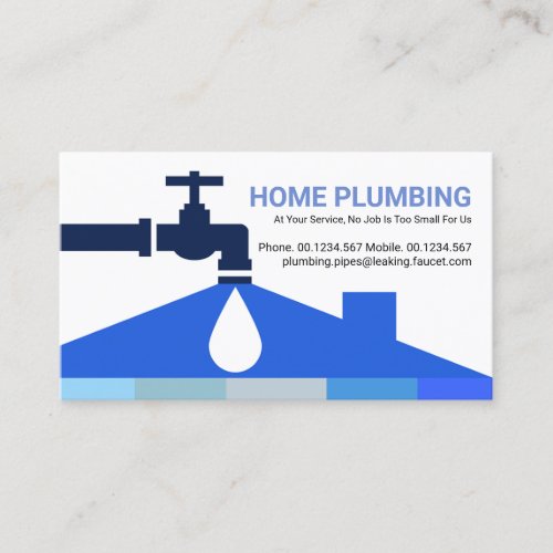 Leaking Faucet On Blue Flood Rooftop Business Card