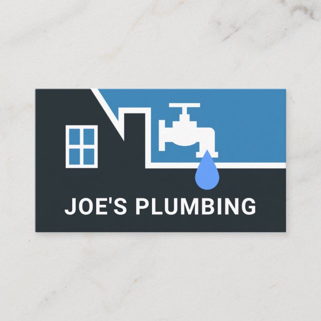 Leaking Faucet On White Building Frame Business Card (Front)