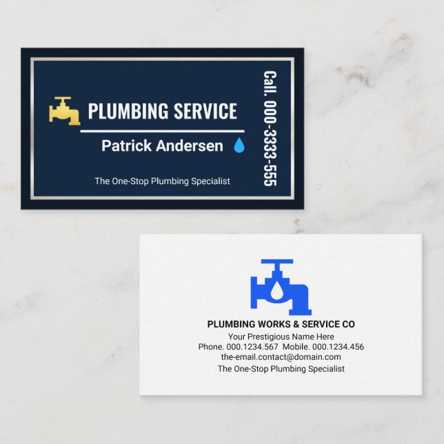 Leaking Faucet Pipe Line Plumbing Business Card (Front/Back)