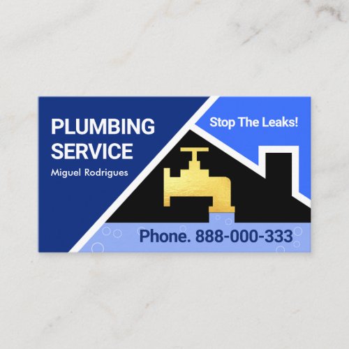 Leaking Gold Faucet Plumber  Business Card