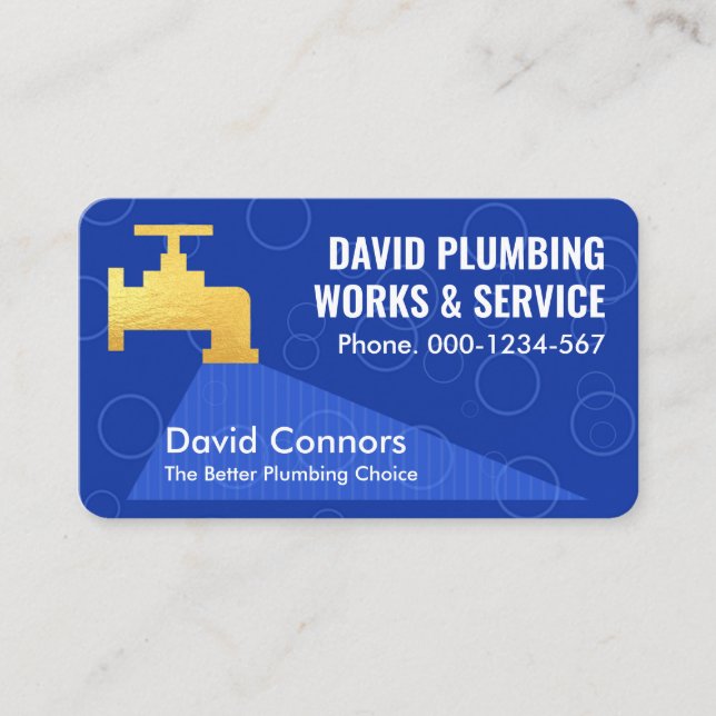 Leaking Gold Faucet Waterdrops Business Card (Front)