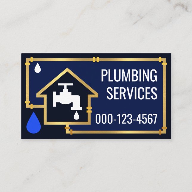 Leaking Gold Home Piping Frame Business Card (Front)