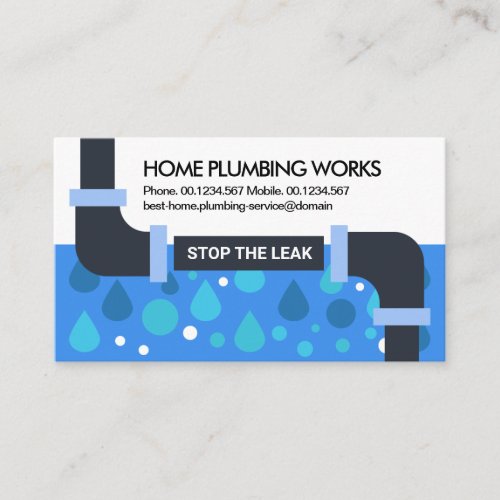 Leaking Home Piping Water Drops Plumbing Service Business Card