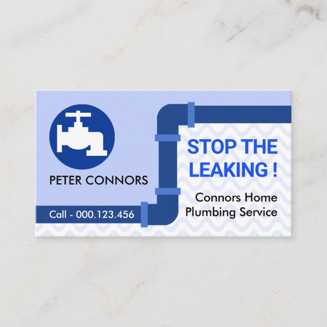 Leaking Pipe Flood Waters Plumbing Business Card (Front)