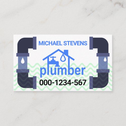 Leaking Pipe Joint Frame Plumber Business Card