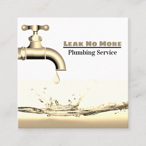 Leaking Pipe Water Splash Plumbing Service Square Business Card