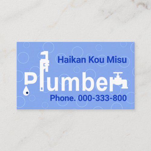 Leaking Plumber Signage Blue Bubbles Business Card