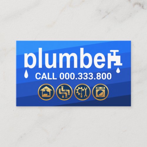 Leaking Plumber Signage Blue Waters Business Card