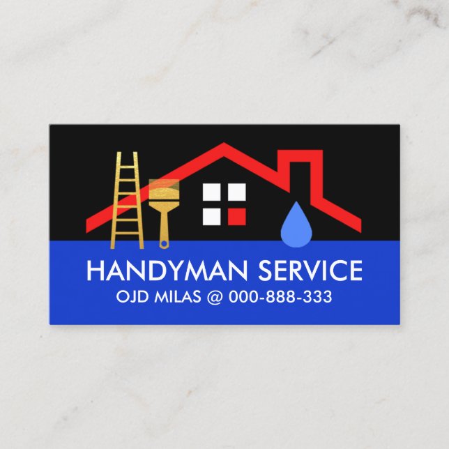 Leaking Roof Home Repair Business Card (Front)