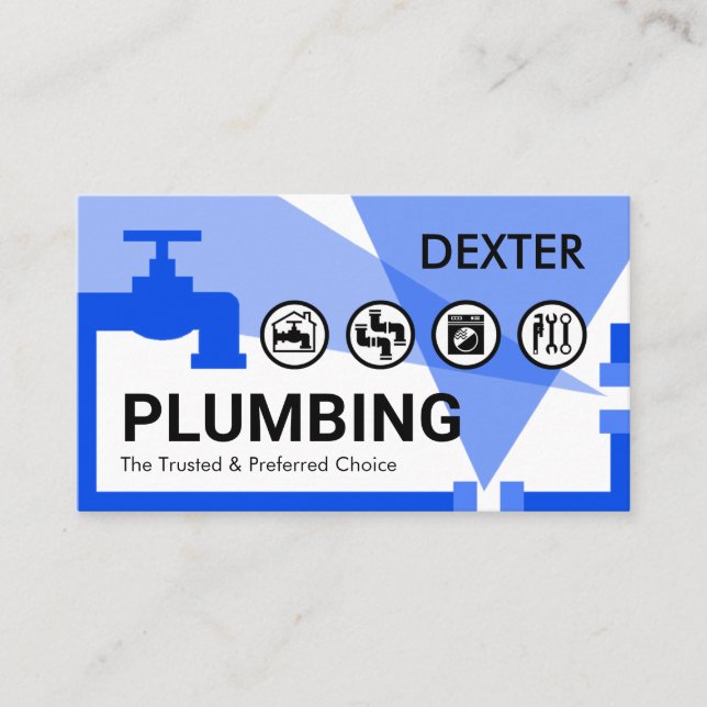 Leaking Water Faucet Plumber Pipelines Business Card (Front)