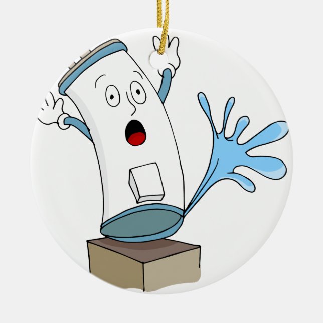 Leaking Water Heater Cartoon Ceramic Ornament (Front)