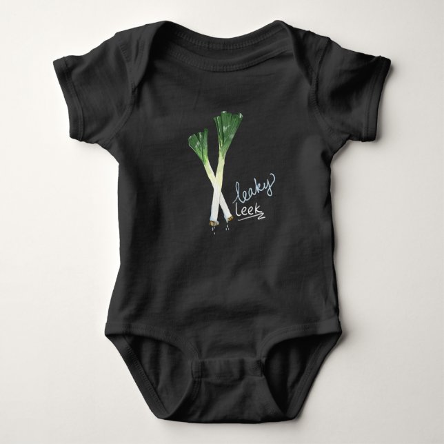 Leaky Leek Funny Pun Baby Shirt (Front)