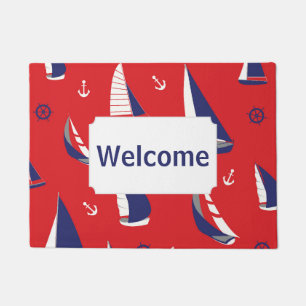 Lean Sailboat Pattern Add Your Text Doormat
