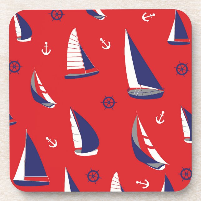 Lean Sailboat Pattern Beverage Coaster (Front)