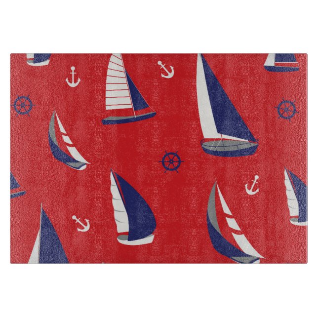 Lean Sailboat Pattern Cutting Board (Front)