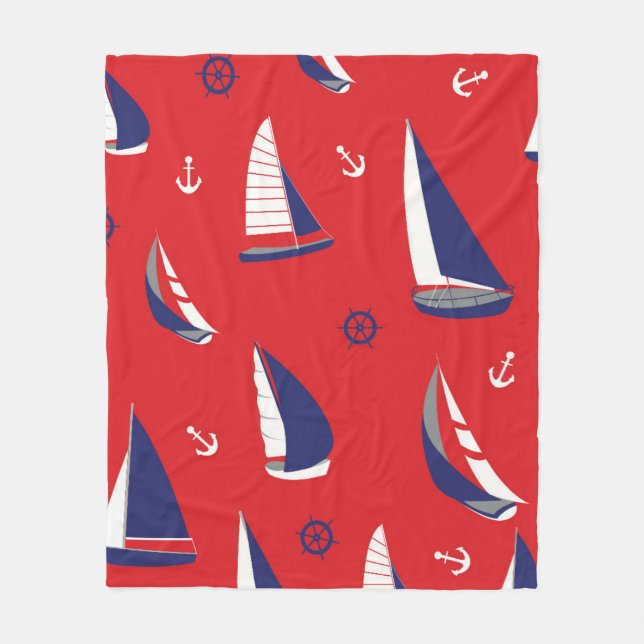 Lean Sailboat Pattern Fleece Blanket (Front)