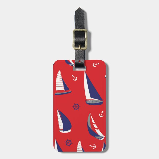 Lean Sailboat Pattern Luggage Tag (Front Vertical)