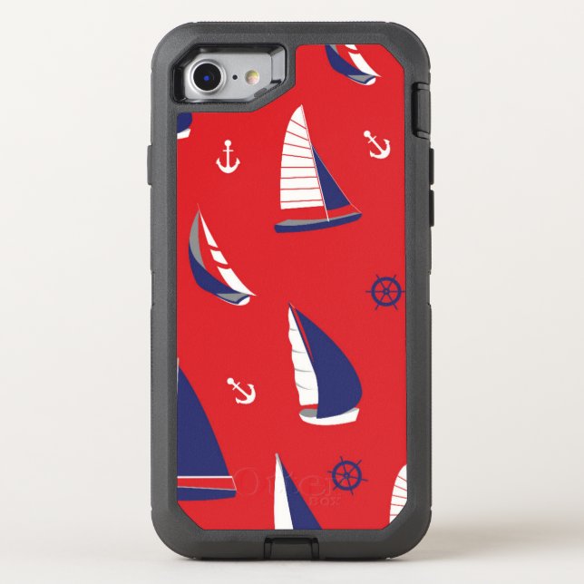 Lean Sailboat Pattern Otterbox iPhone Case (Back)