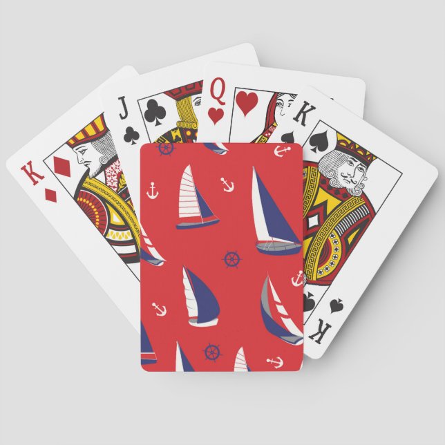 Lean Sailboat Pattern Poker Cards (Back)