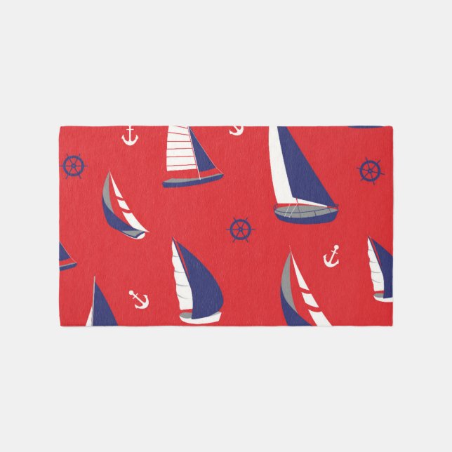 Lean Sailboat Pattern Rug (Front)