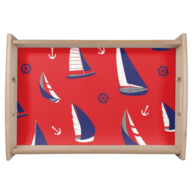 Lean Sailboat Pattern Serving Tray (Front)