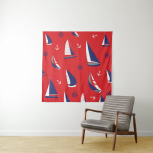 Lean Sailboat Pattern Tapestry