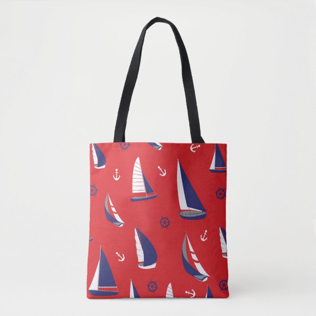 Lean Sailboat Pattern Tote Bag (Front)