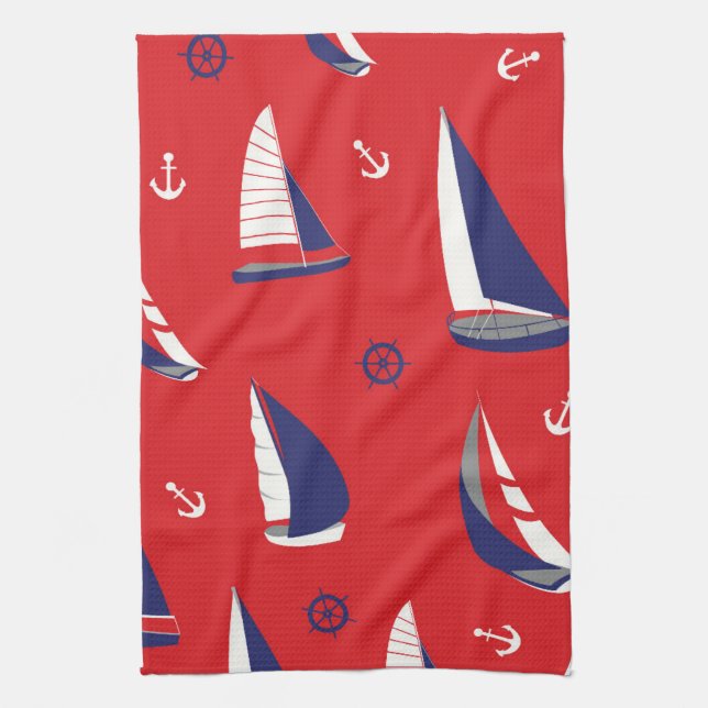 Lean Sailboat Pattern Towel (Vertical)