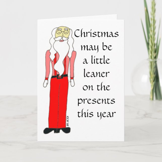 Lean Santa Christmas Greeting Card (Front)