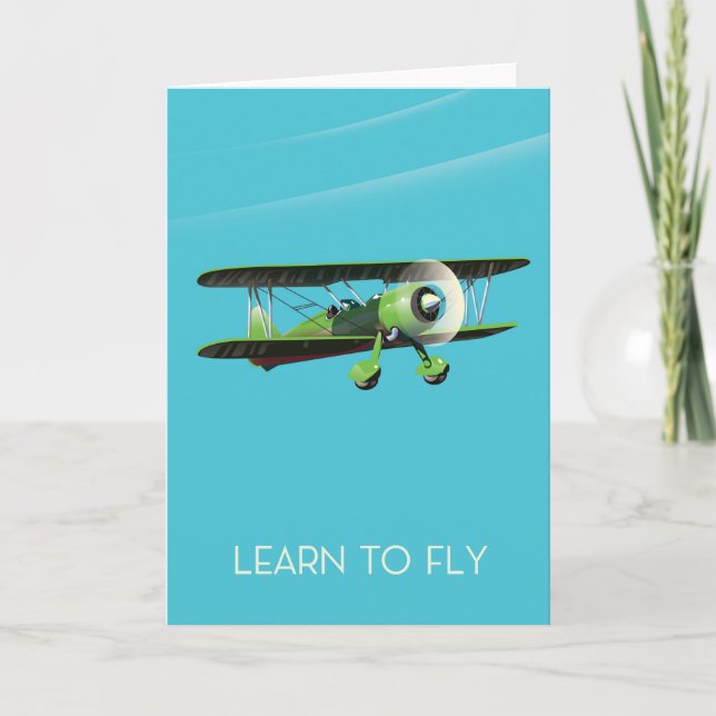 Lean To Fly vintage plane poster Holiday Card (Front)
