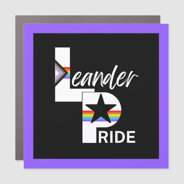 Leander Pride Car Magnet, Purple Trim Car Magnet (Front)