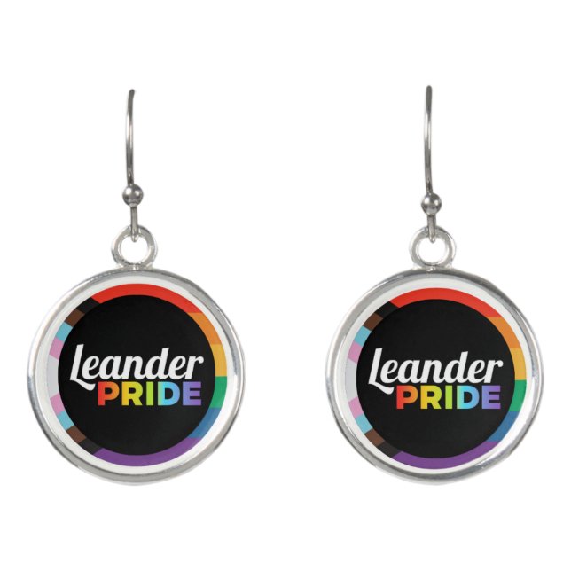 Leander Pride progress pride logo earrings (Front)